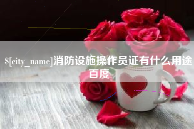 怒江消防设施操作员证有什么用途百度